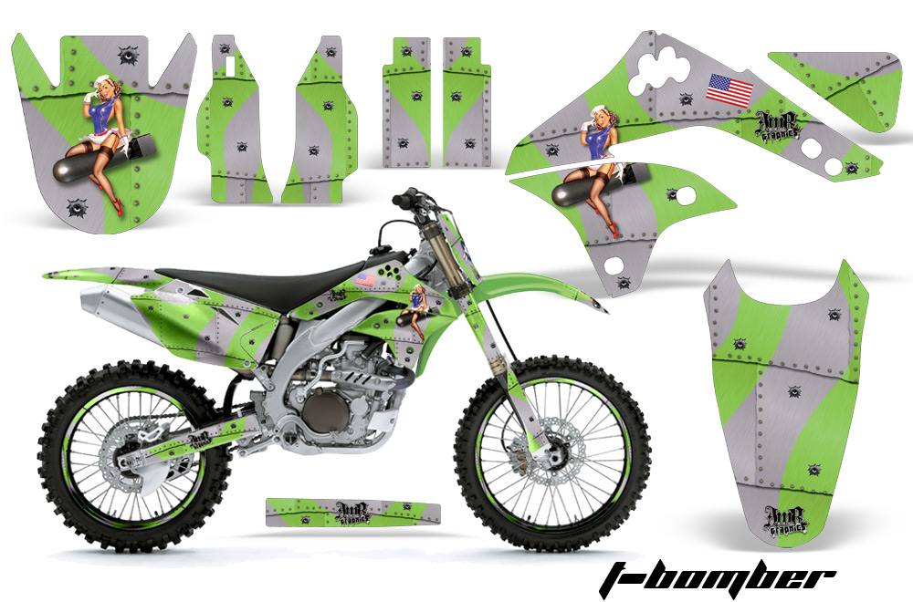 Kawasaki KX450F 06 08 Graphic Kit TBomber Green NPs